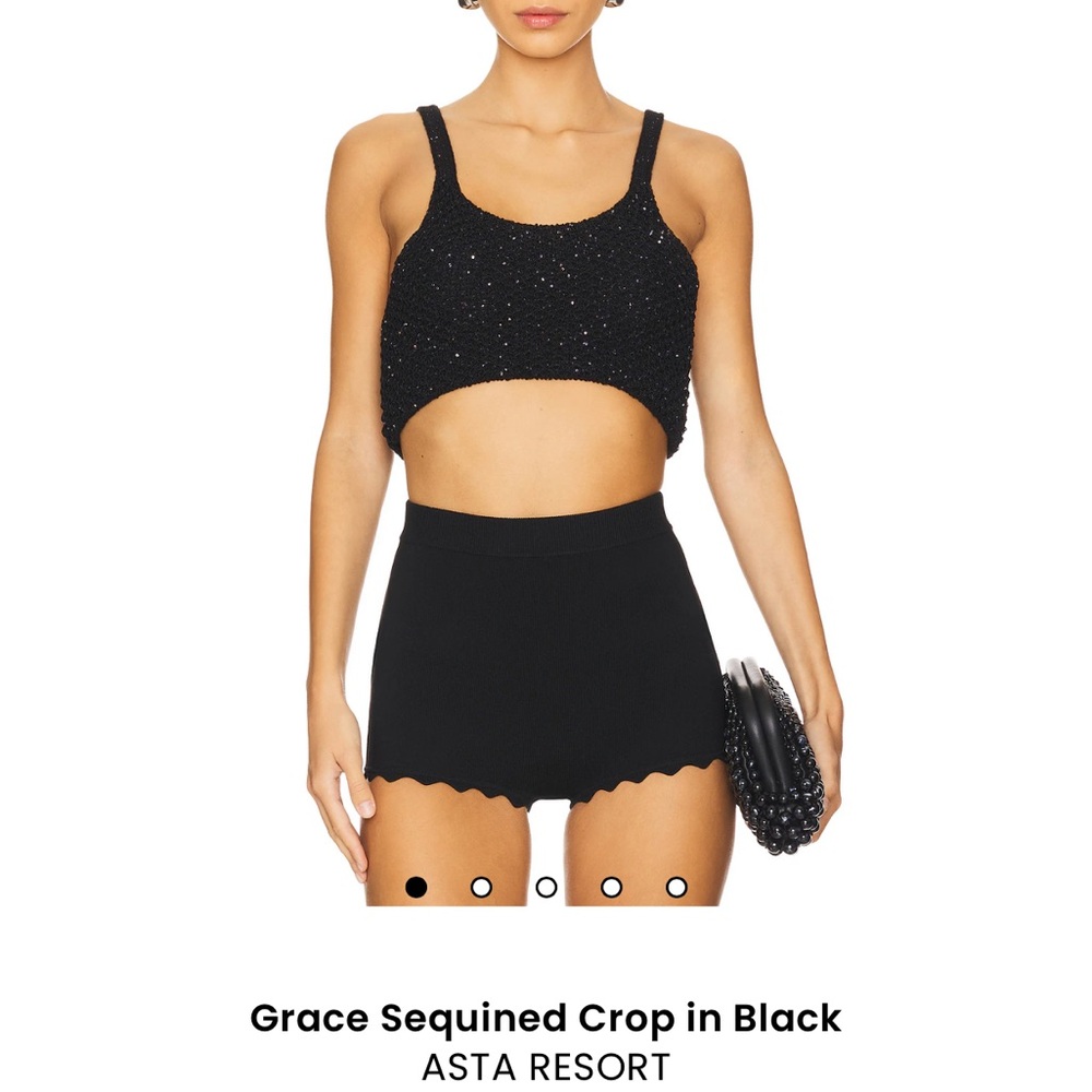 Asta Resort GRACE Black Sequined Crop Top NWT